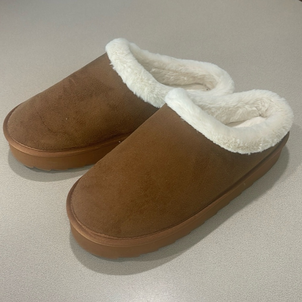 Suede Slippers fur lined 7/8